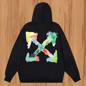 Men's Classic Off-White Hoodie Black